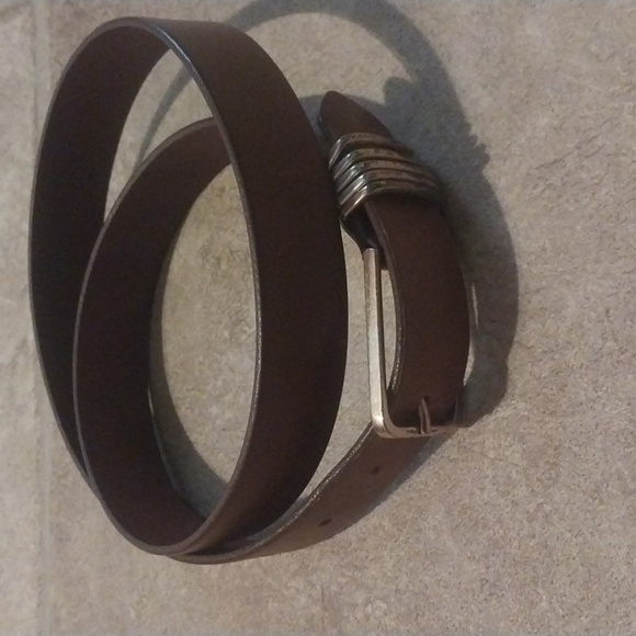 Women Brown Genuine Cowhide Leather Belt Size L Classic Basic Neutral - Picture 2 of 8